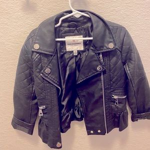 5-6 girl Moto black feaux leather jacket